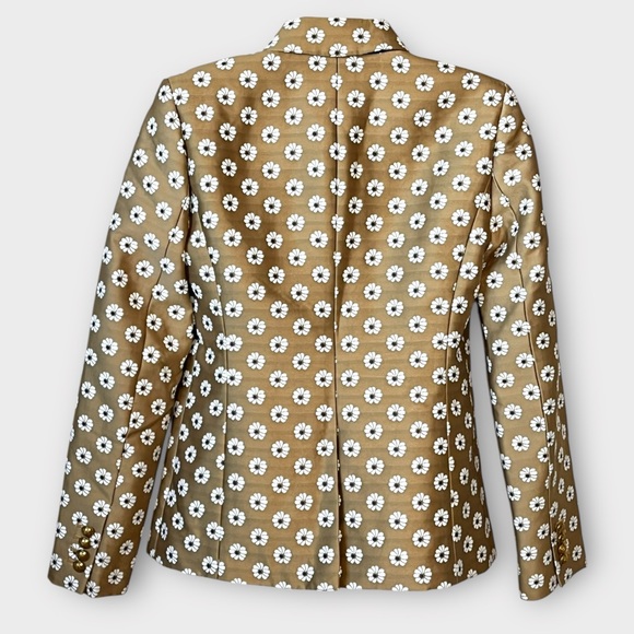 J. CREW Campbell Scattered Daisy Gold Floral Print Jacquard Gold Button Blazer 2 - Picture 3 of 7